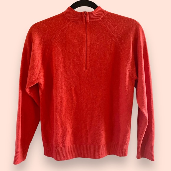 Vintage Designers Originals Tomato Red Acrylic Zip Back Sweater SZ S - Picture 2 of 5